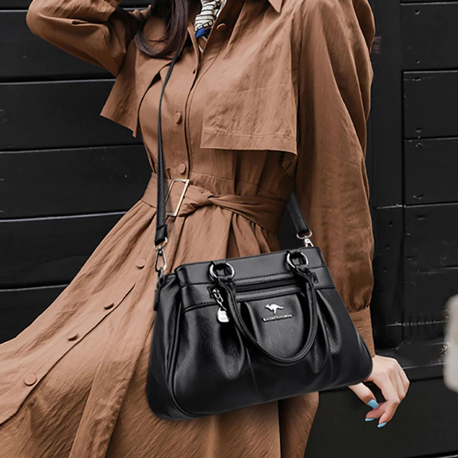 Luxury 3-Layer Leather Handbag